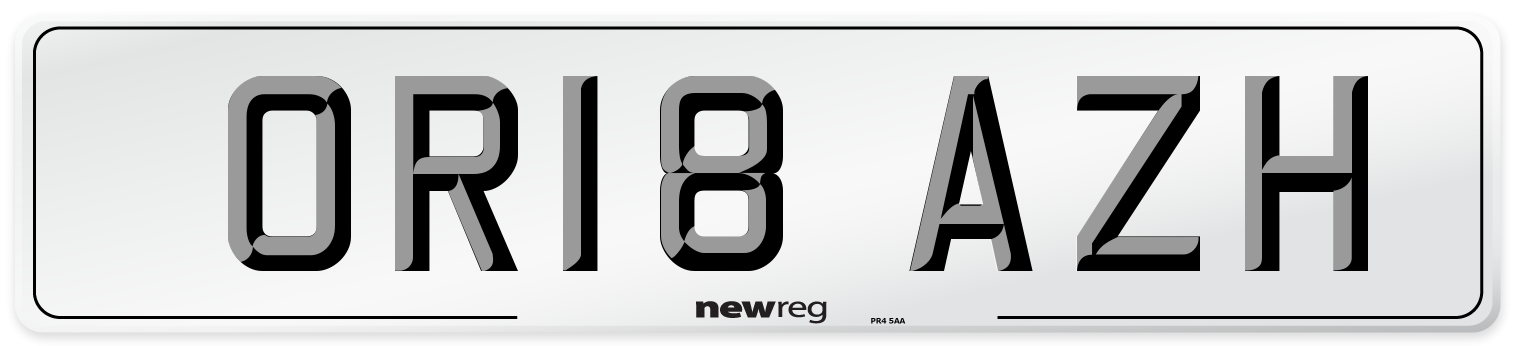 OR18 AZH Number Plate from New Reg